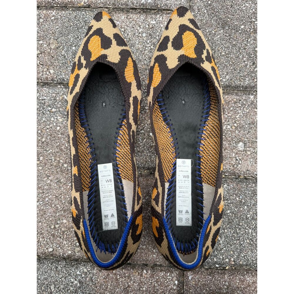 Rothy's The Point Big Cat Leopard Animal Print Ballet Flats Size 8 - Picture 6 of 9